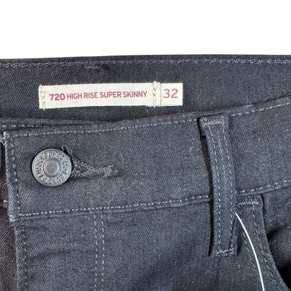 NEW/NWT Levi's 720 High Rise Super Skinny Jeans in Black Size 32 14 Medium - Picture 4 of 6